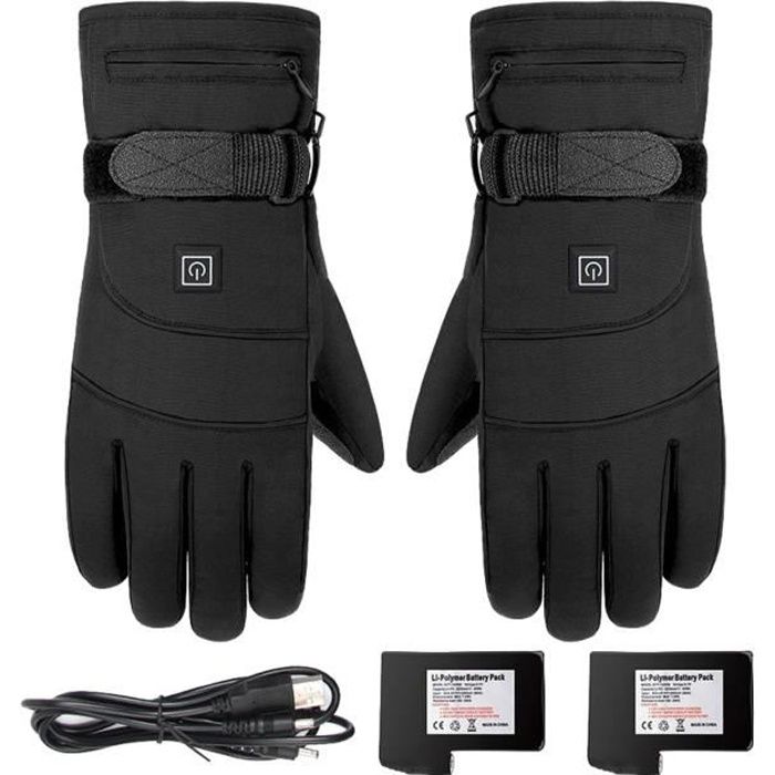 Gants chauffants fins - Unisexe - Noir - Tactiles - 3 niveaux de chauffe  Black - Cdiscount Sport