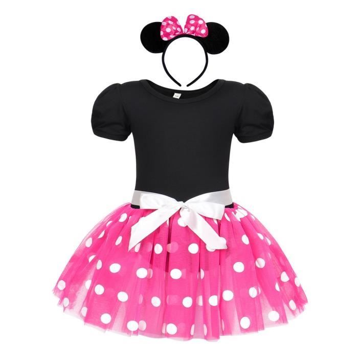 Tulle Robe Minnie Enfant Fille Deguisement Robe de Princesse Rouge Jupe à  Pois Bébé Fille avec Bandeau Carnaval Cosplay Costume Anniversaire  Halloween