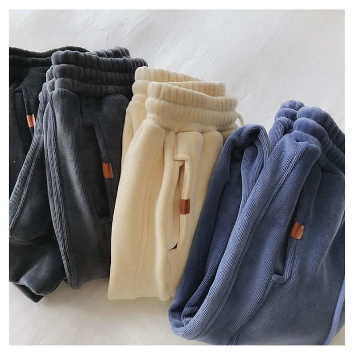 Pantalon Jogging Doublé Polaire Pour Femme - Coupe Large, Taille Haute, Avec Poches, Idéal Pour L'hiver
