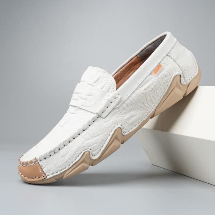 Baskets à Enfiler Pour Homme – Sans Lacets, Confortables – Blanc, Style Décontracté – Idéal été, Bureau, Sport Léger - 5