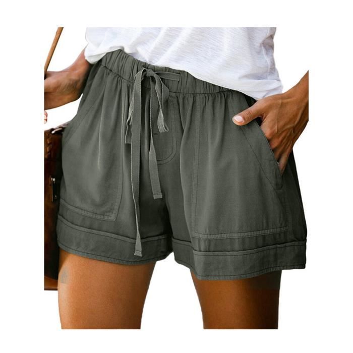 HIKARO Short Femme Sport Léger Taille Haute - Short Running Avec Poches Zippées Et Doublure
