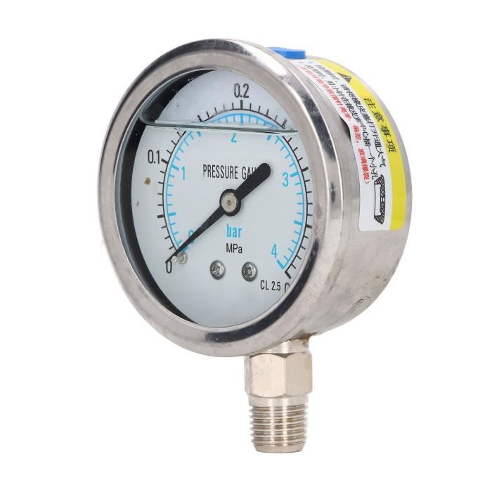 Manomètre Vide G1/8 - Plage -0.1MPa/-14PSI - Acier Inox Pour Air/Eau/Huile