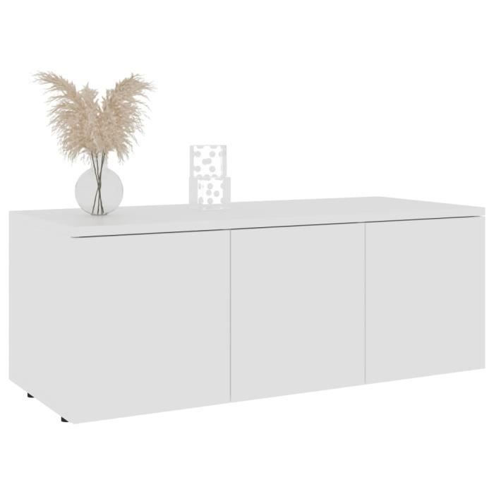 LVL - MEUBLE DE SEJOUR - Meuble TV Blanc 80x34x30 cm Aggloméré(2418)