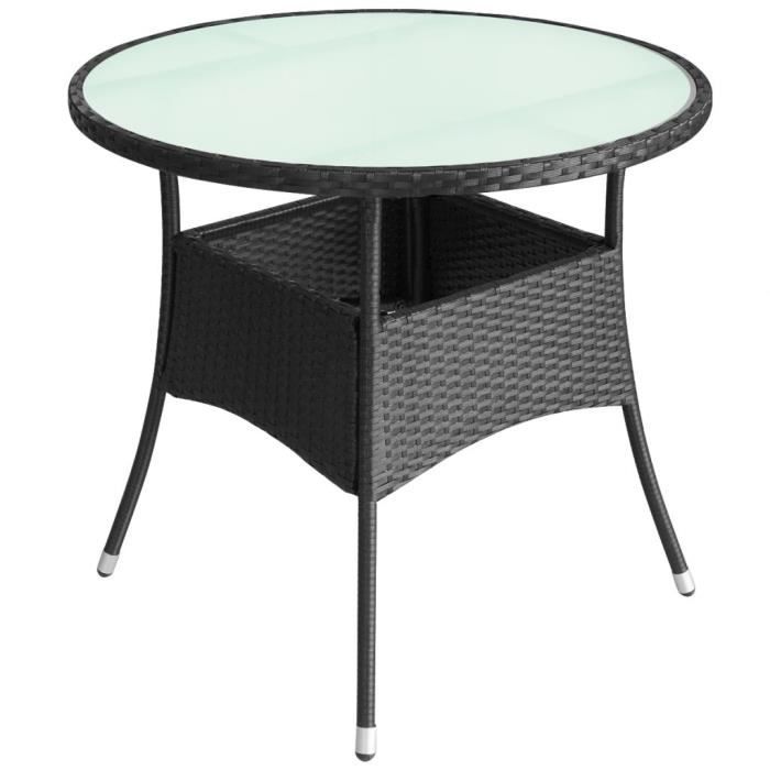 Tables D Exterieur Table De Jardin Resine Tressee 60 X 74 Cm Noir