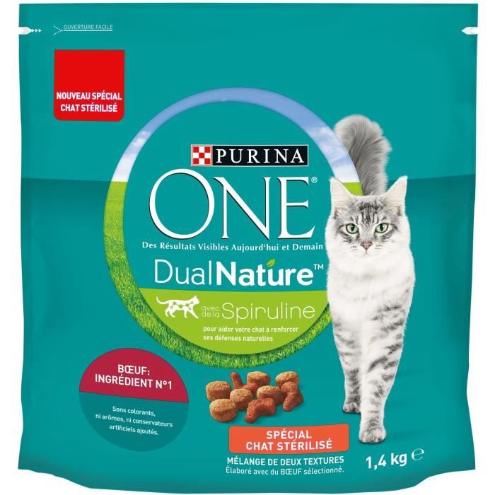 Purina One Croquettes Au Bœuf Avec De La Spiruline Dualnature Pour Chat Adulte Sterilise 1 4 Kg Cdiscount Animalerie