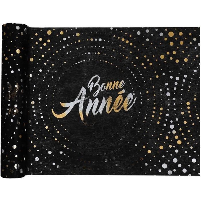 1 Chemin de table Bonne Année multicolore avec effet métallique 28cm x 5m REF/8171