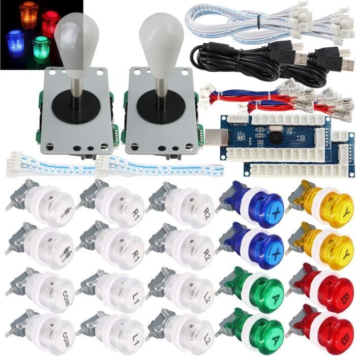 DIY Acade Stick Kit With 10x Buttons, LED Logo, 8 Way Joystick Usb Encoder For Pc Mame Raspb