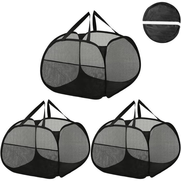 Lot de 2 paniers à linge pliables - Avec poignée - Pour chambre d'enfant, camping et voyage - Gris