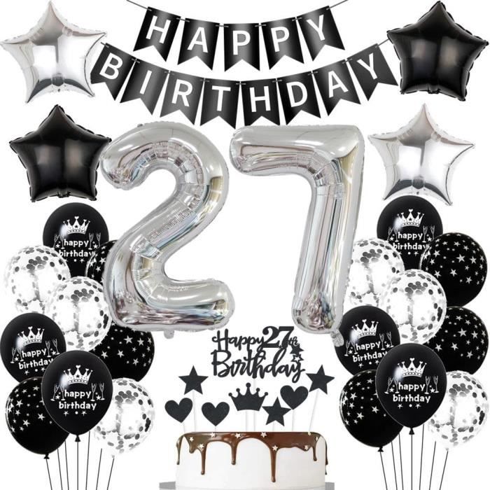 Kit de décoration d'anniversaire 27 pièces Bleu Happy Birthday