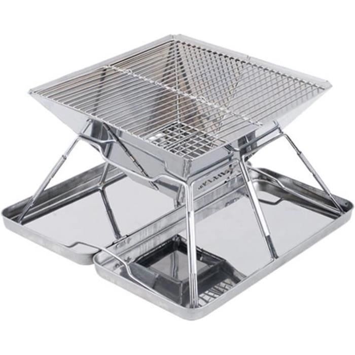 Réchaud de camping portable 2 en 1 - Barbecue pliable au charbon de bois et gaz - Barbecue à charbon de bois - Barbecue à charbon de bois - Pour la cuisine