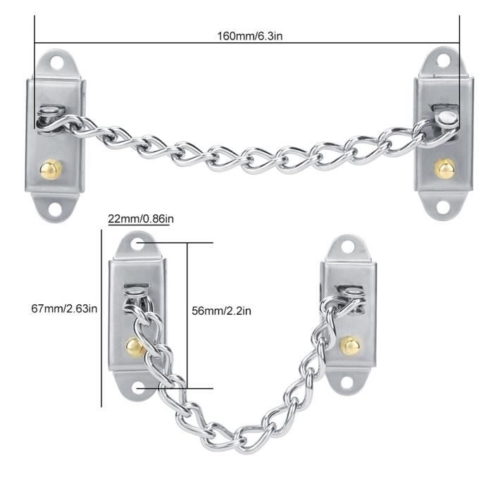 Chaîne De Porte,Porte De SéCurité En Acier Inoxydable ChaîNes,Inoxydable De Chaîne De Porte,Chaîne De Porte Sécurité,avec Vis,portes Intérieures D'hôtels,portes Et Fenêtres,Couleur Argent