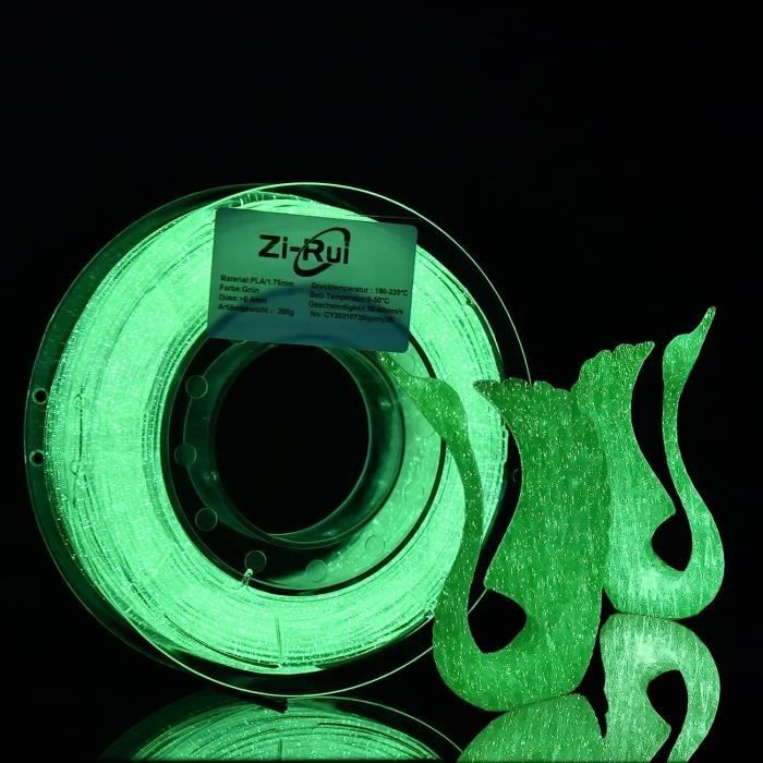 Zi-Rui Imprimante 3D PLA Filament, Vert Lneux Brillant, 1,75 mm, 200 G ...
