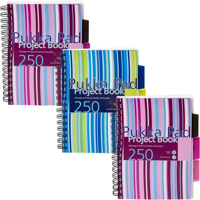 Lot De 5 Cahiers Pukka REF400 – 400 Pages Lignées, Couleurs Métallisées Assorties, Qualité Premium