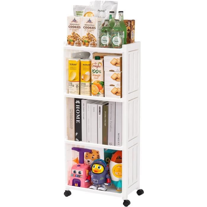 Desserte Salle De Bain Tortona WENKO - 3 Plateaux Bambou Sur Roulettes