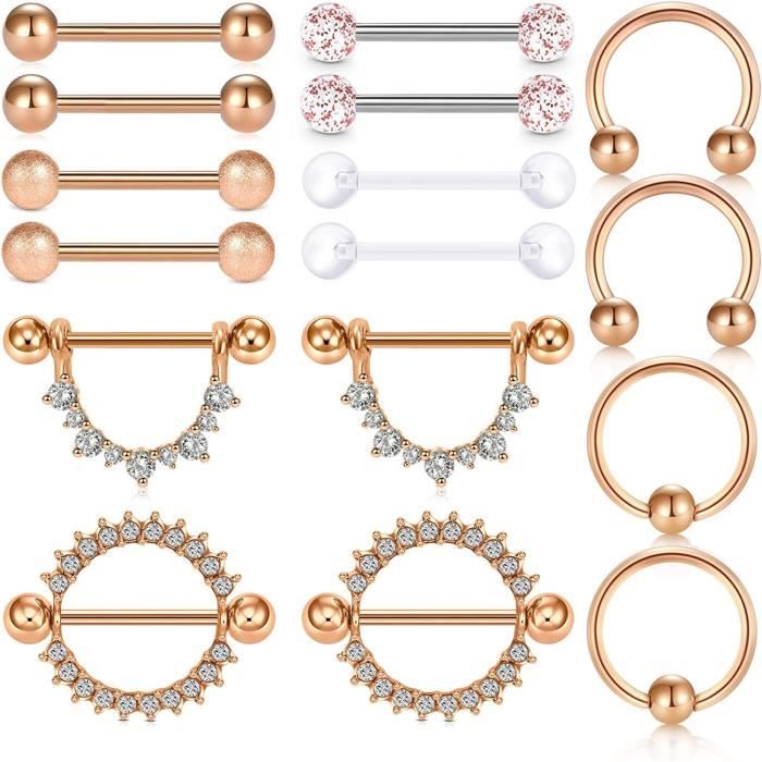 Rajnard Piercing Téton Piercing Mamelon 14G Acier Chirurgical et