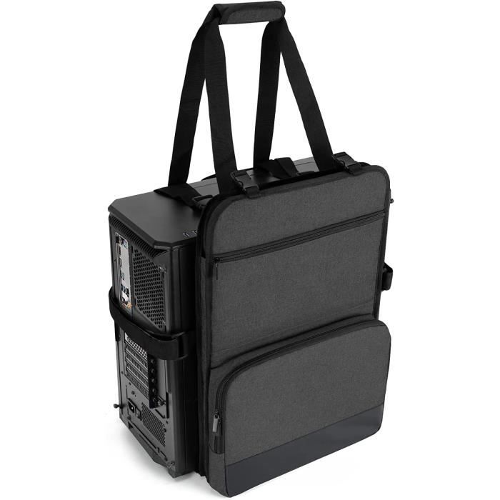 Sac De Transport Pour Tour PC - Poches Multiples, Sangle Réglable, Protection Bas, Dimensions ~40x20x45 Cm
