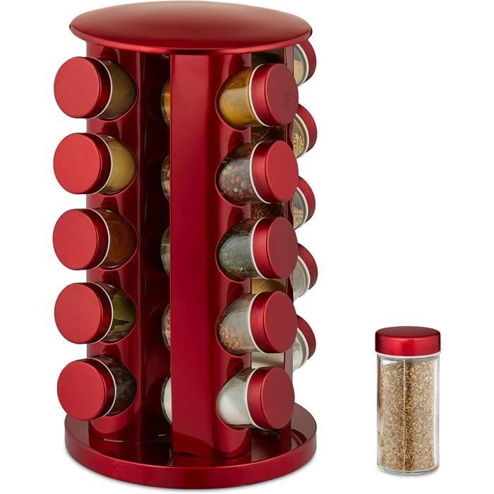 Tourniquet à épices, avec 20 Pots, Rotatif à 360°, Acier Inoxydable, Verre,  carrousel, HxD 34 x 21 cm, Rouge30 - Cdiscount Maison