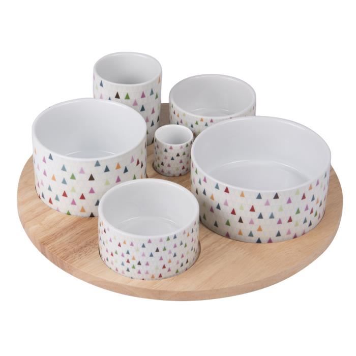 Service apéritif Manaos 6 pièces et plateau tournant - Table Passion 10 Multicolore