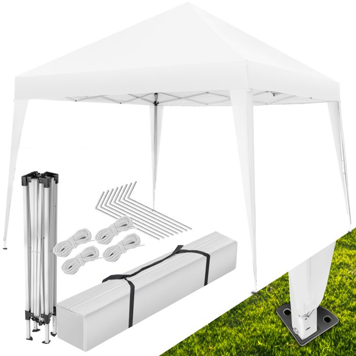 Barnum - TECTAKE - Tonnelle LINOSA pliable avec parois déperlantes et résistant UV cordes piquets et sac inclus 3 x 3 m - Blanc