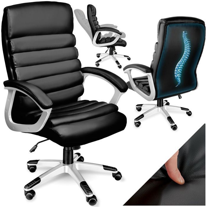 Tectake Fauteuil De Bureau Confortable Ergonomique Hauteur Reglable Avec Accoudoirs Fixes Noir Achat Vente Chaise De Bureau Cdiscount