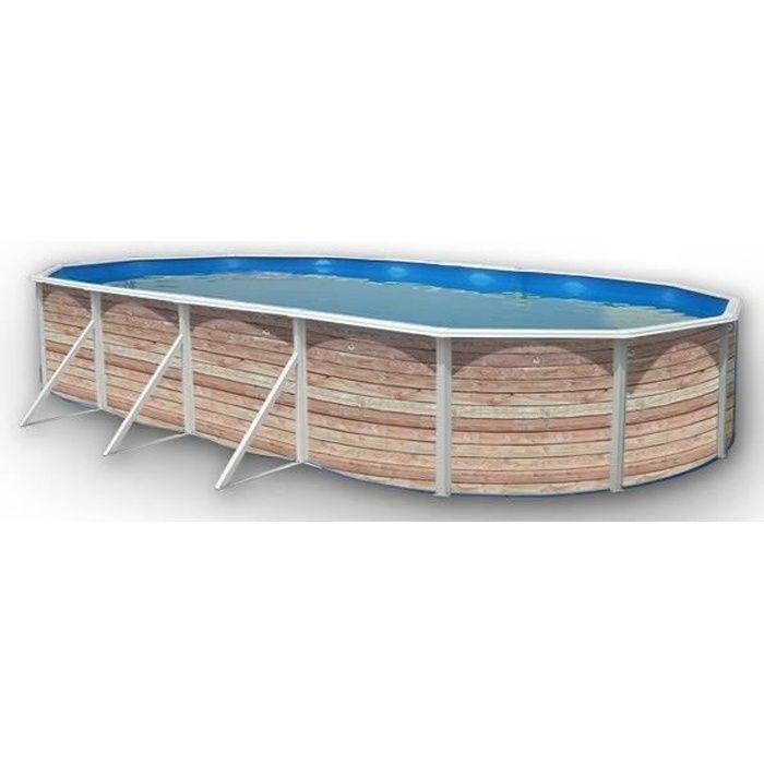 TOI PINUS Piscine hors sol ovale en acier 915 x 457 x 121 cm (Kit complet piscine Filtre Skimmer et &eacute;chelle) 