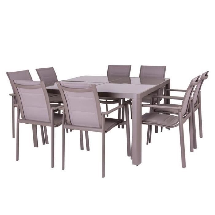 Ensemble Table Carree Chaises Aluminium Flores L 140 X L 140