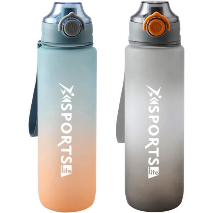 Lot De 2 Gourdes De Vélo 1L - Sans BPA - PP5 - Multicolore/Noir - 1000ml