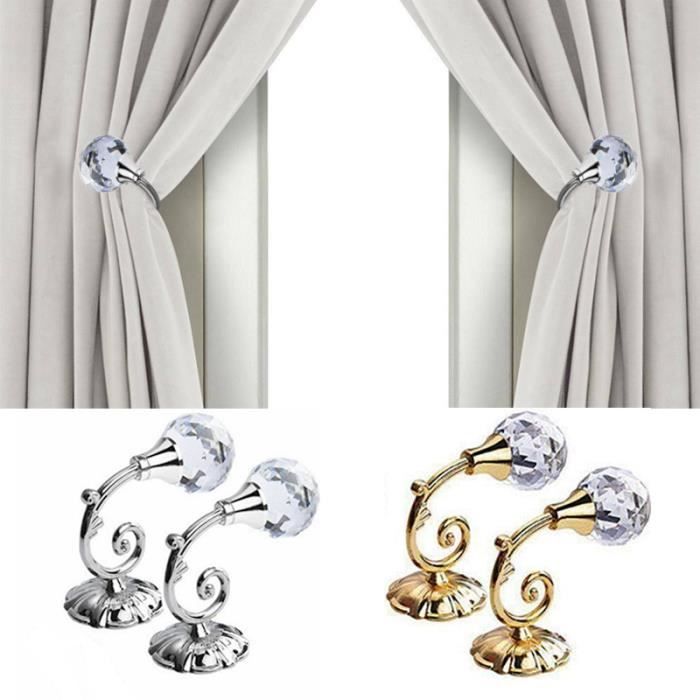 uslion 2x attache murale de rideau en cristal de cristal de metal attaches crochets hanger holder home decors cdiscount bricolage