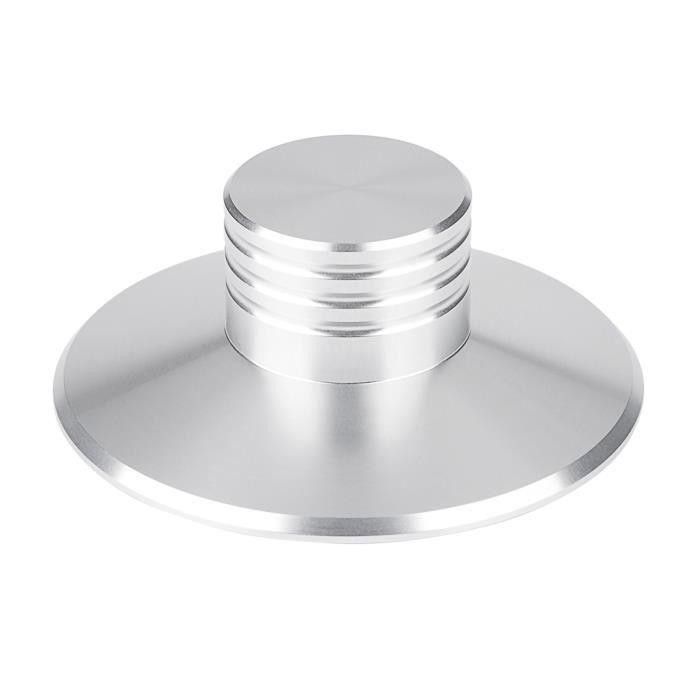 SMZhomeone Stabilisateur De Disque LP 60 Hz – Métal Aluminium – Niveau à Bulle Intégré – Pour Platine Vinyle – Réduit Vibrations – Argenté