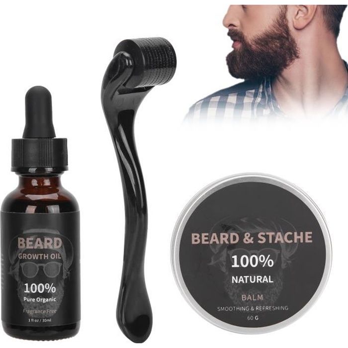 Pratique hommes barbe Kit de croissance nourrissant moustache huile baume rouleau moustache cheveux toilettage tout neuf
