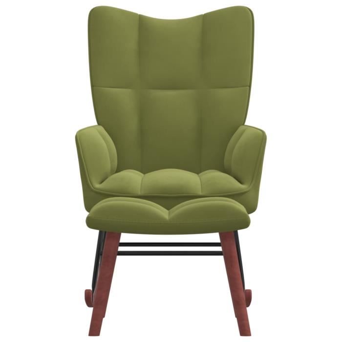 rho - fauteuils à bascule - chaise à bascule avec repose-pied vert clair velours - yos7734920260383