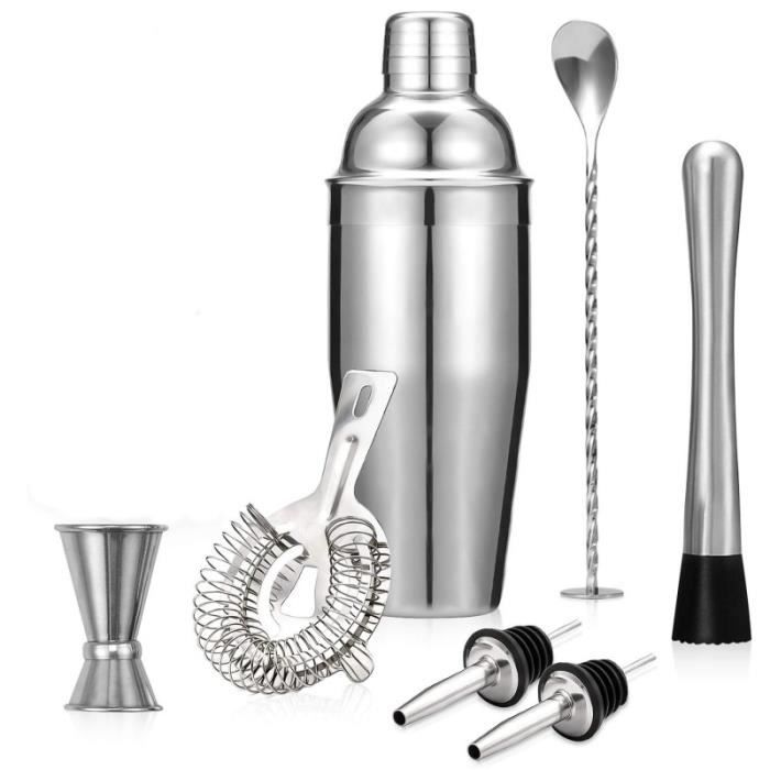 Cocktail Set Bar Kit Set 7Pièces Cocktail Shaker 750ml Kit Barman