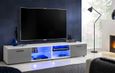 2x Meuble TV T32-100 - LED bleues - Gris Brillant & Blanc - Façades en Brillant - L200cm x H34.5cm x P45cm-1