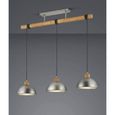 Trio lampe à suspendre Delhi 215 x 107 cm acier/bois 3 kg gris/brun-1