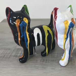 Chat Porcelaine Figurine Céramique Étirement Tunisia