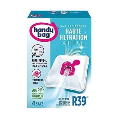 Sacs Aspirateur Haute Filtration R39 X4 - Compatibles Moulinex Rowenta Tefal Anti-Allergènes