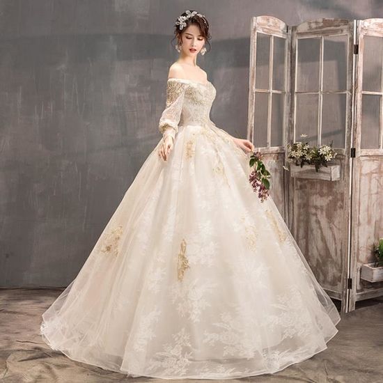 Robe de mariage francaise a une epaule legere 2021 Bride de mariage Mori Super Fairy Simple Qi Di Small Outdoors Blanc Cdiscount Pret a Porter
