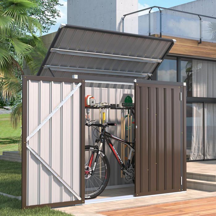Coffre Range Velo Exterieur Bois Abri Vélos En Acier Galvanisé