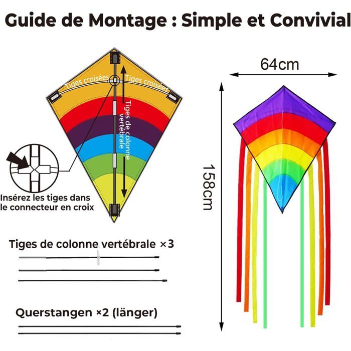 Cerf Volant Amazon 2 Pcs Cerf-volant Enfant Monofil, Rainbow De Grand