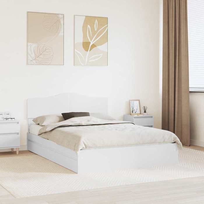 Lit de Rangement Réglable Blanc 140 x 190 cm Bois d'ingénierie Pour ...