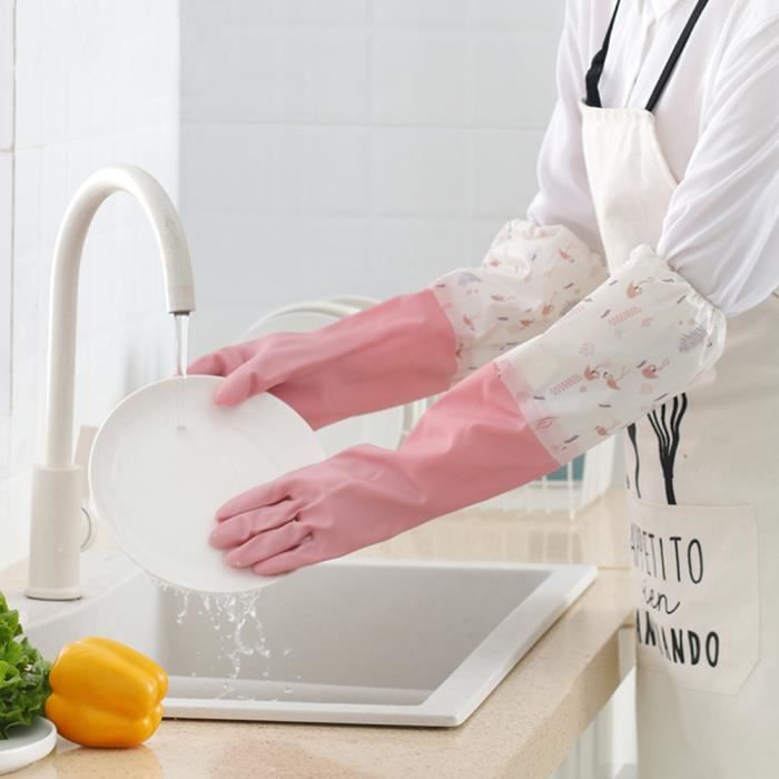 Lot de 2 paires Gants Silicone pour Lave-Vaisselle Gants de Nettoyage de  Cuisine Réutilisés Antidérapant Épaissir Gant Résistant à