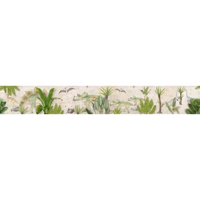 Frise Murale Dinosaure Autocollante - Décoration Enfant 450x11,5 Cm, Bleu-Gris