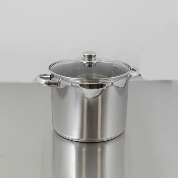 Baumalu, Marmite à Moules 18 cm Marquage Rouge - Acier Émaillé de Qualité Lourde avec Couvercle Inox, Compatible Tous Feux et Induction, Idéale pour Coquilles Vides
