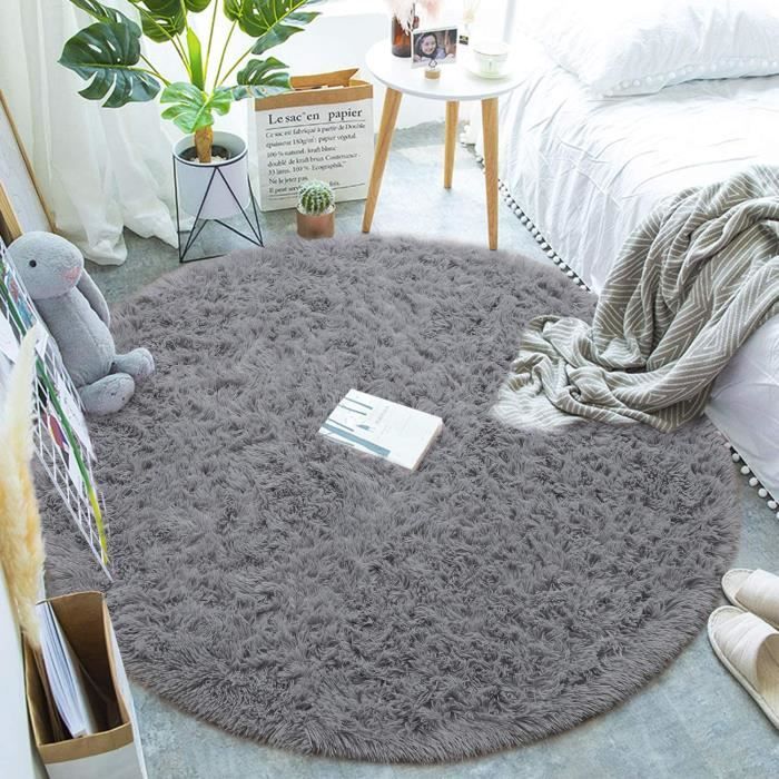 Tapis Shaggy Gris Clair 120x180 Cm - Doux Et Moelleux - Pour Chambre, Salon - Antidérapant - Décoration Intérieure