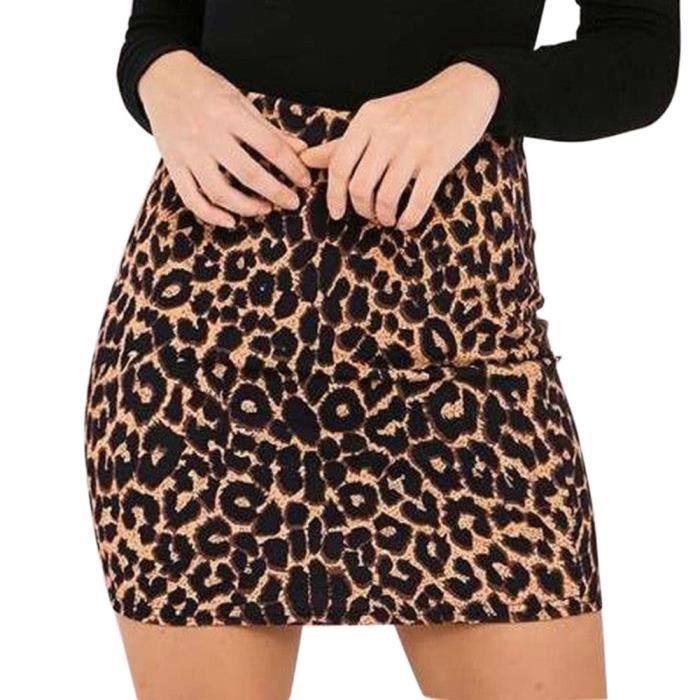 Jupe Mini Jupe imprim e l opard pour femmes taille haute Sexy