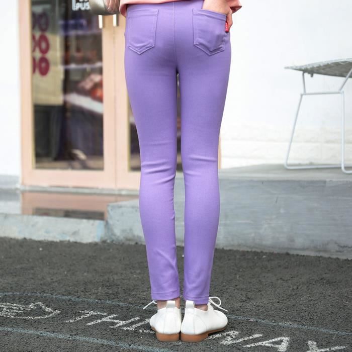 Enfants Fille Leggings Stretch Jeans Imitation Confortable