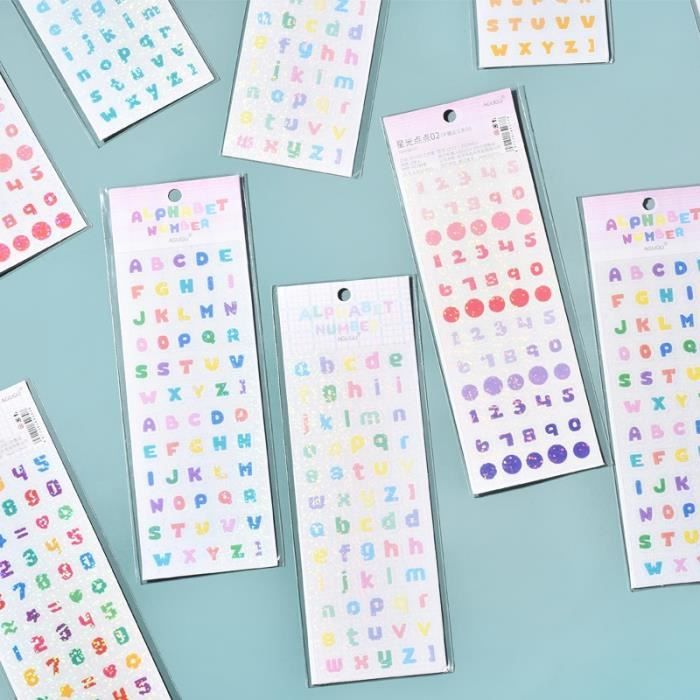 Lettre Alphabet Numéro Autocollants 1 Réfléchissant 6 Feuilles, 126 Compte