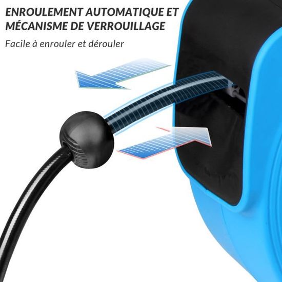 515.3310 Enrouleur pneumatique automatique complet KS Tools avec tuyau  tuyau air comprimé 20Bar et support mural pivotant