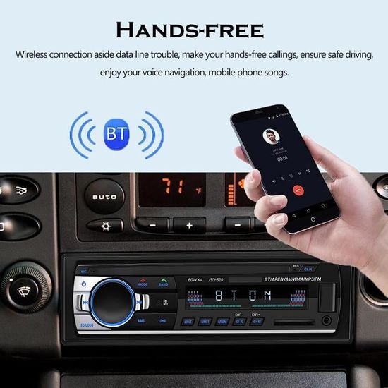 Andven Autoradio Bluetooth, Main Libre Stéréo Auto Radio Supporte  AUX-SD-USB - MP3 - MAV, FM Radio Voiture Récepteur avec [110]