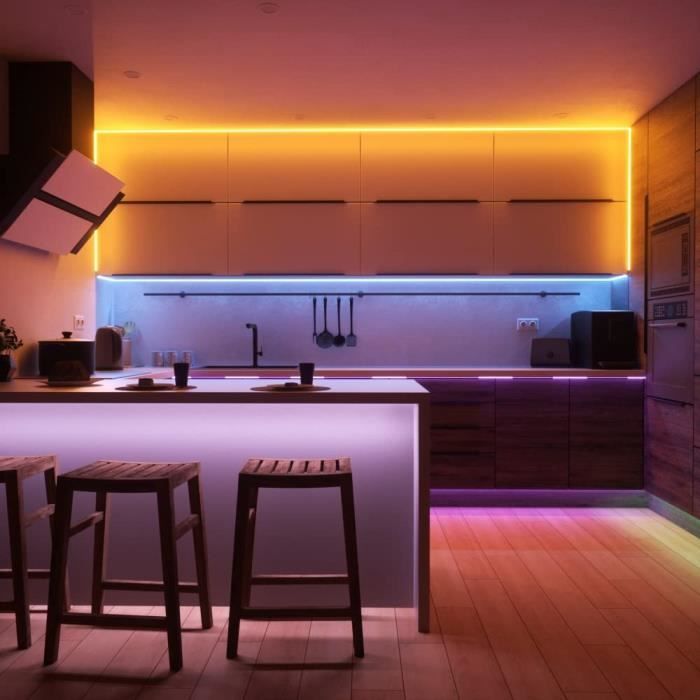 Ruban LED 10m, Bande LED RGB, avec Télécommande avec 20 Changements de  Couleur 4 Modes,pour Pâques Maison Chambre Cuisine (5m*2) - Cdiscount Maison